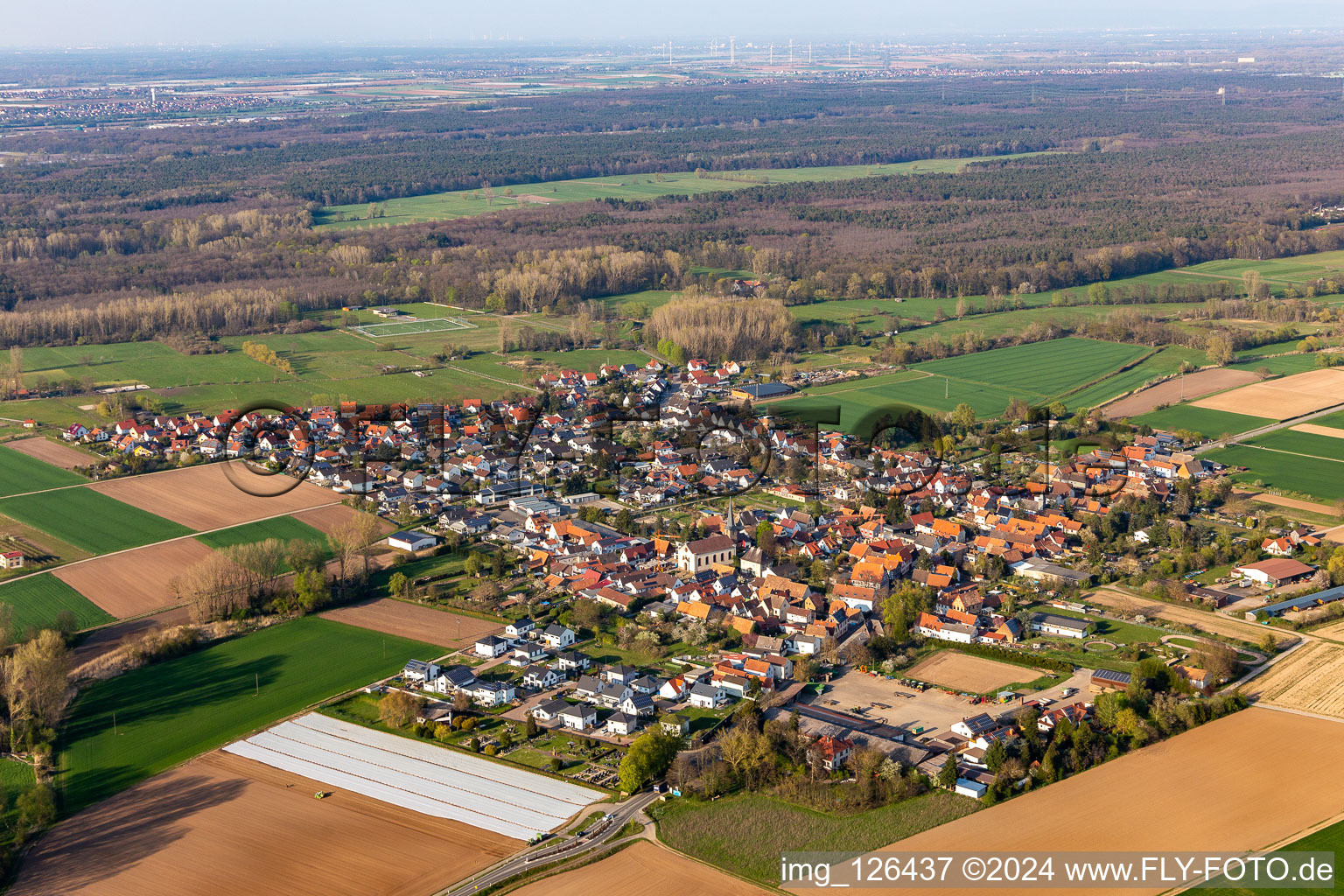 Knittelsheim in the state Rhineland-Palatinate, Germany from above