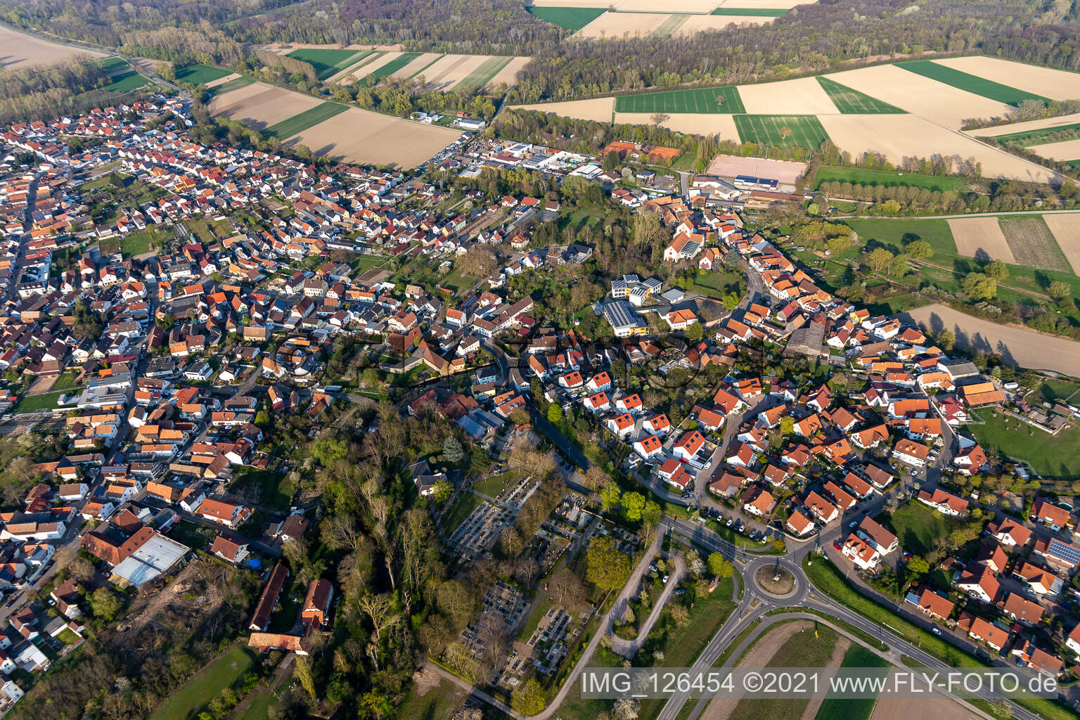 Hördt in the state Rhineland-Palatinate, Germany from above