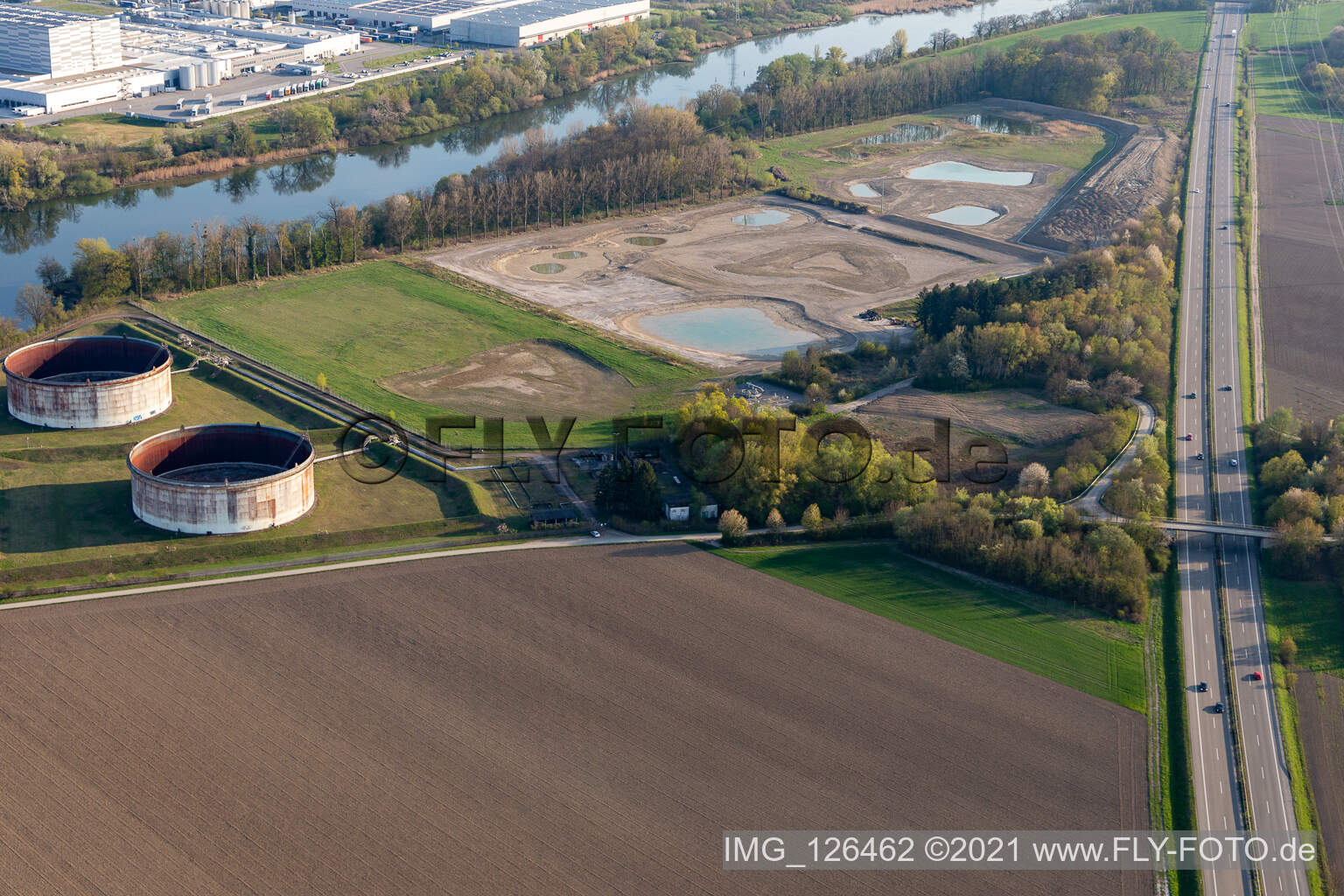 Renaturalized former tank farm in Jockgrim in the state Rhineland-Palatinate, Germany