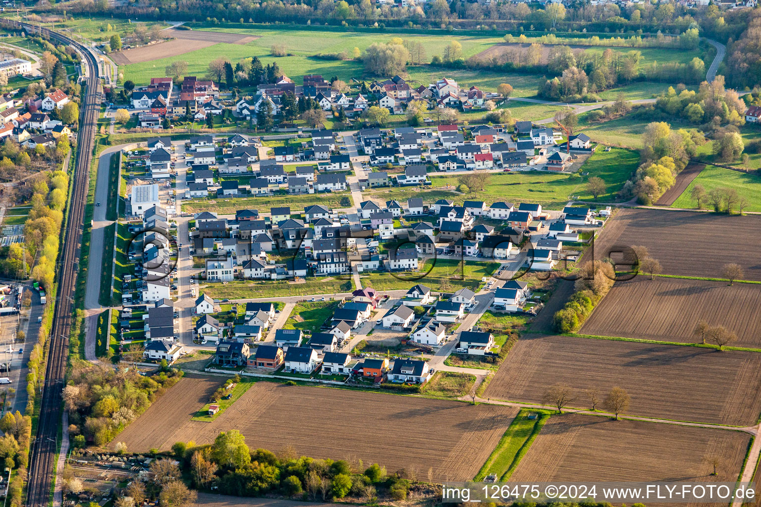 Aerial view of Paul Klee ring in Wörth am Rhein in the state Rhineland-Palatinate, Germany