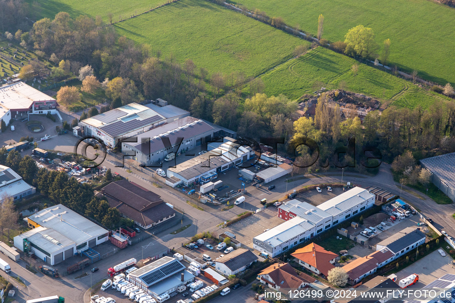 District Minderslachen in Kandel in the state Rhineland-Palatinate, Germany seen from above