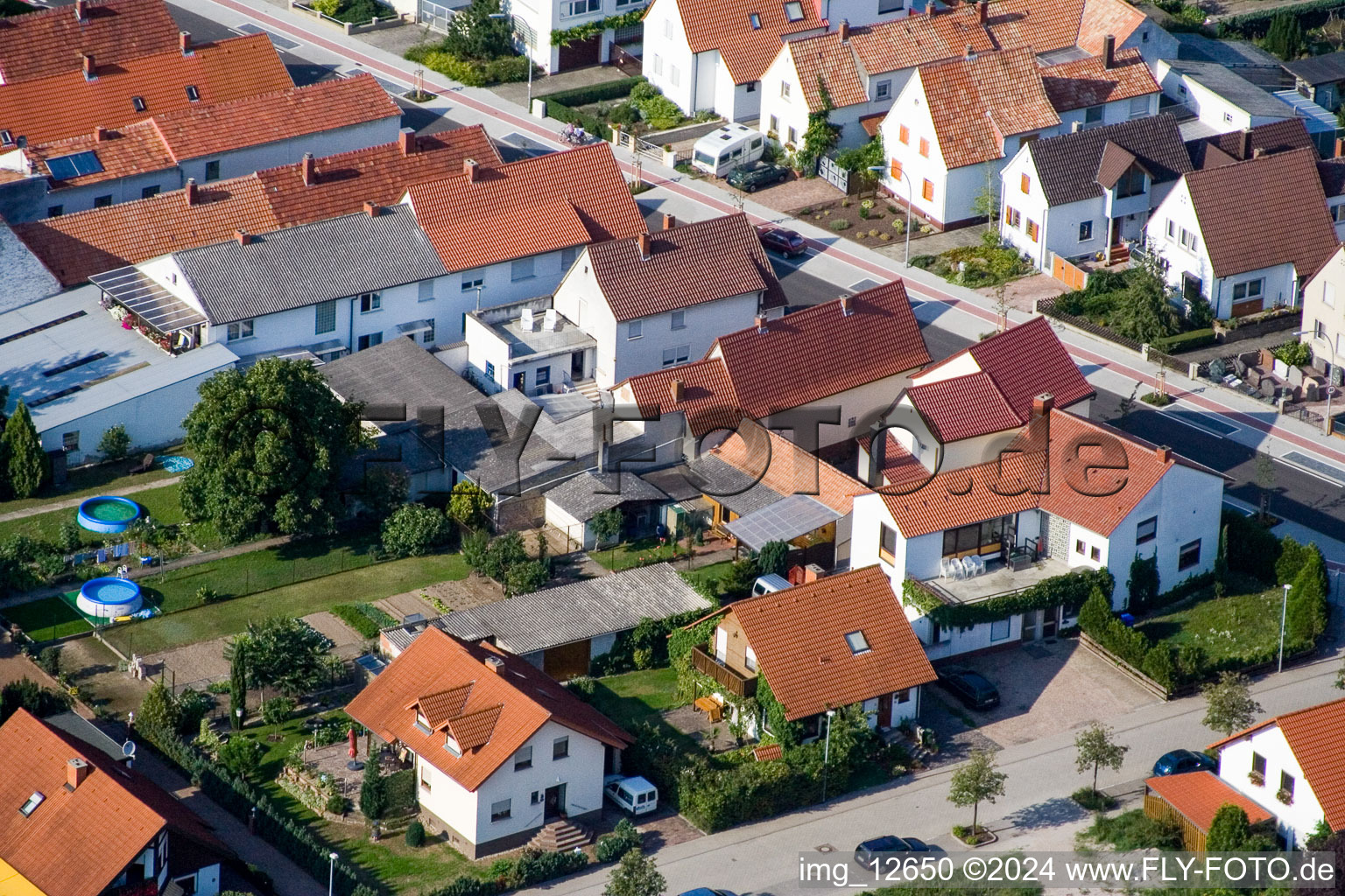 Aerial view of Haßloch in the state Rhineland-Palatinate, Germany