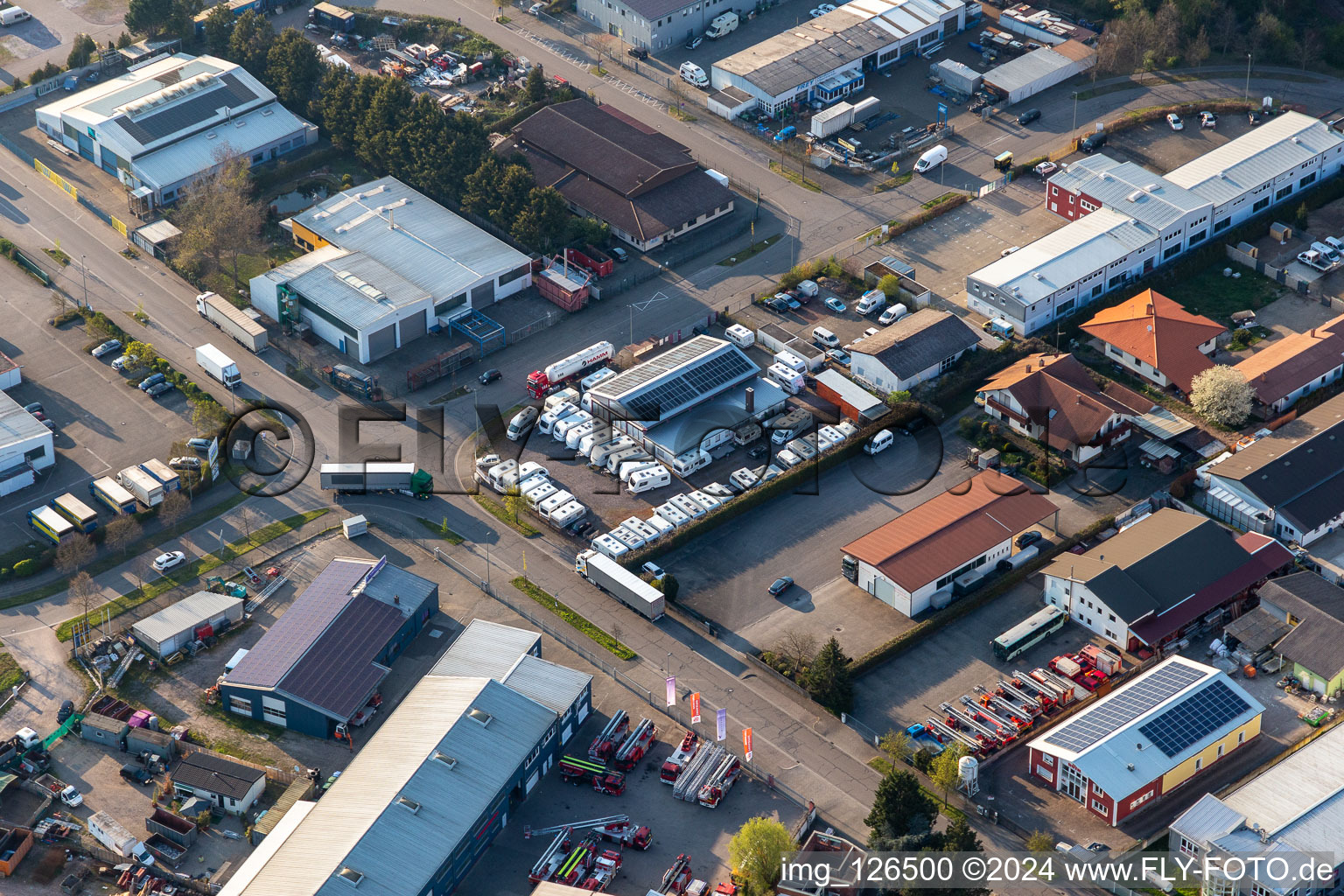 District Minderslachen in Kandel in the state Rhineland-Palatinate, Germany from the plane