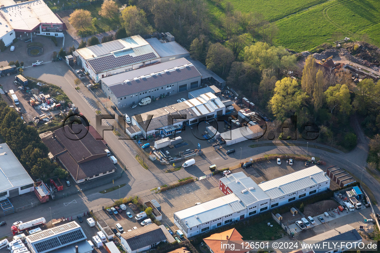 Bird's eye view of District Minderslachen in Kandel in the state Rhineland-Palatinate, Germany