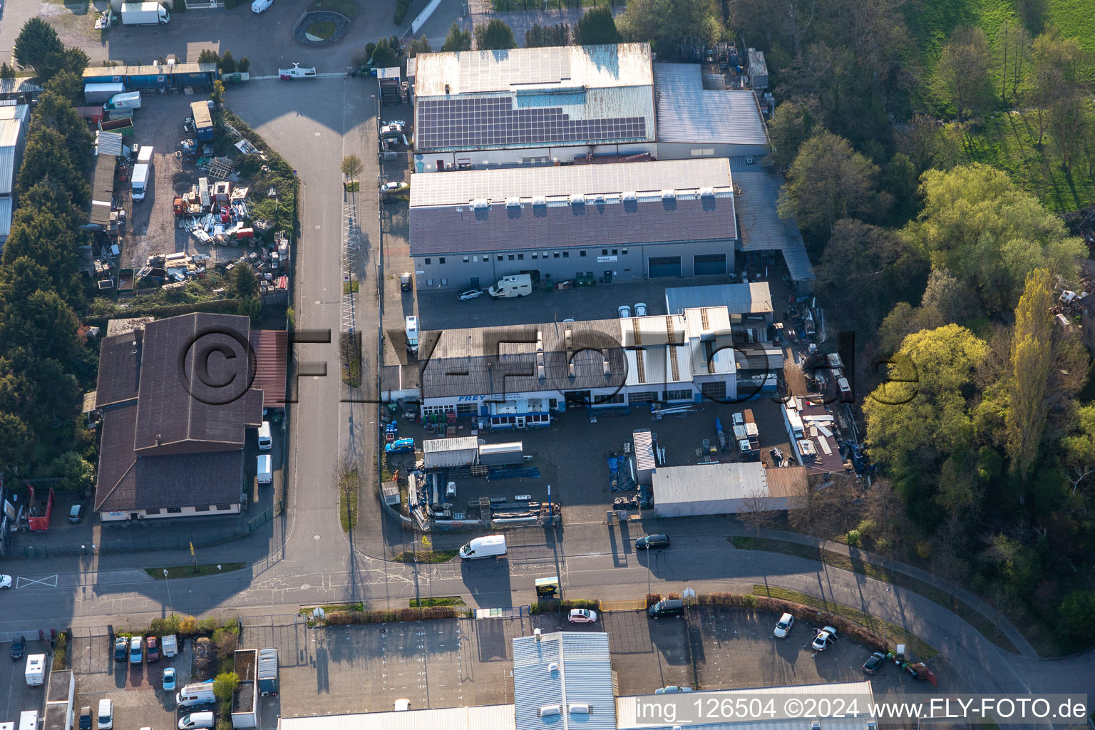 District Minderslachen in Kandel in the state Rhineland-Palatinate, Germany viewn from the air