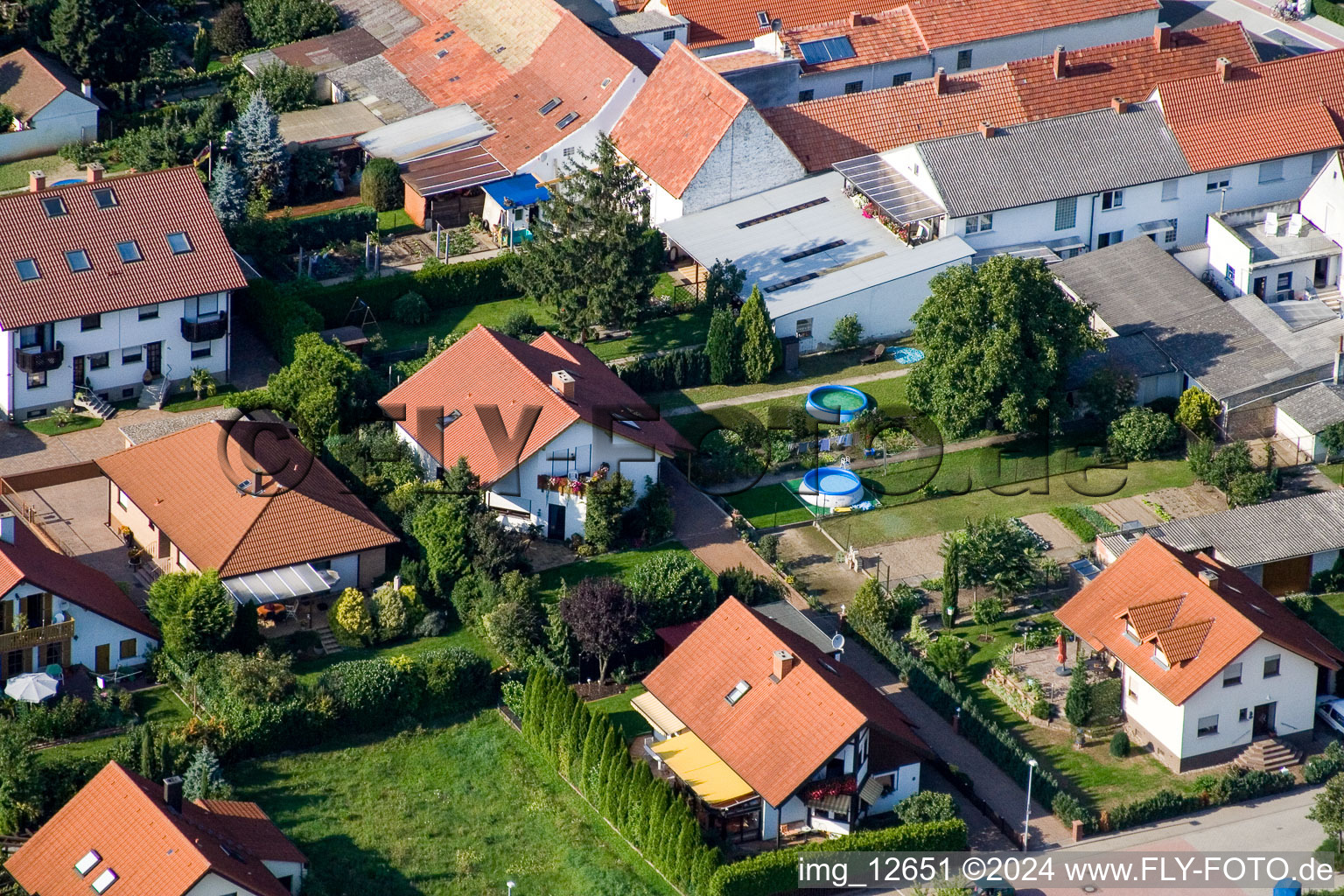 Oblique view of Haßloch in the state Rhineland-Palatinate, Germany