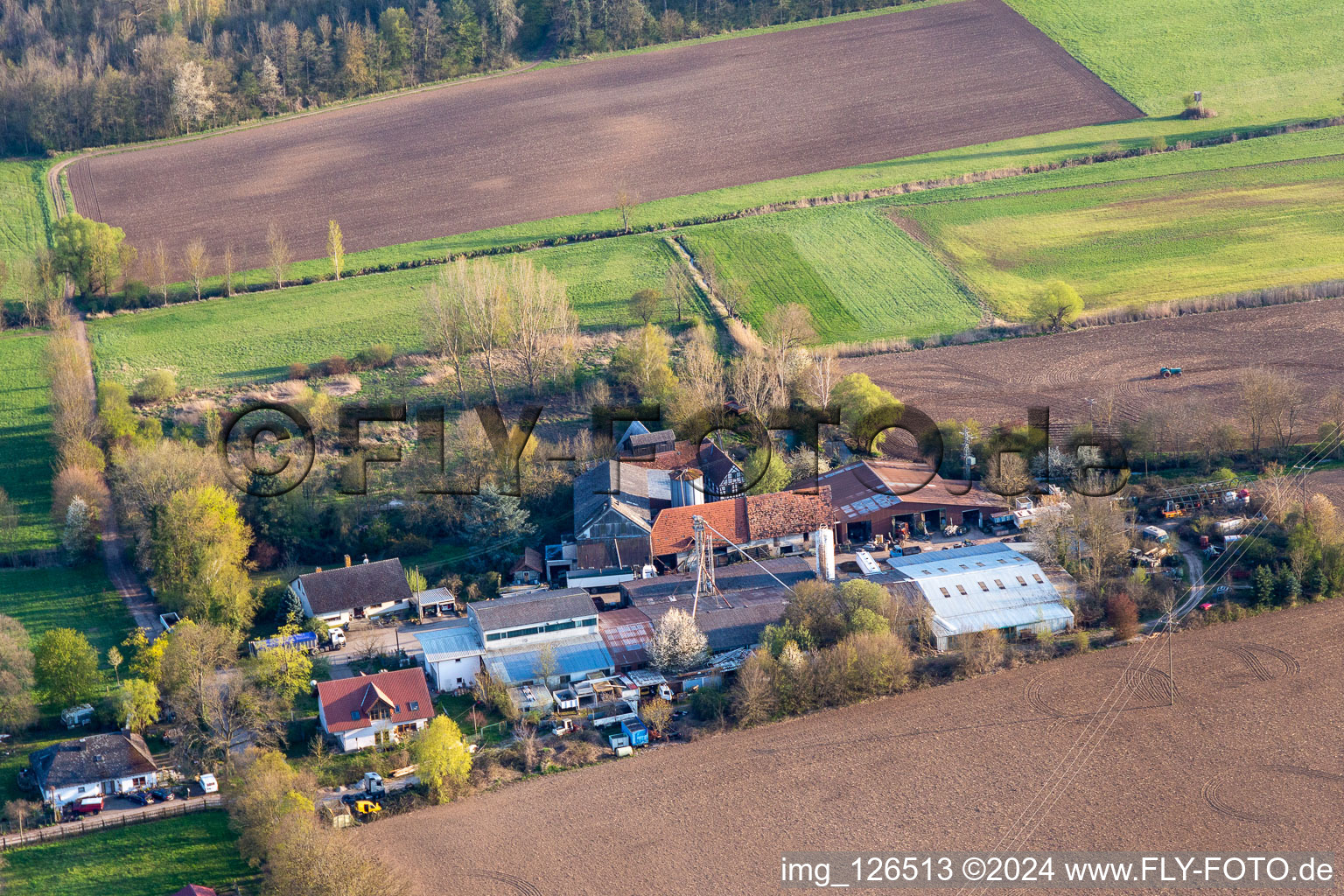 Aerial photograpy of Steinweiler in the state Rhineland-Palatinate, Germany