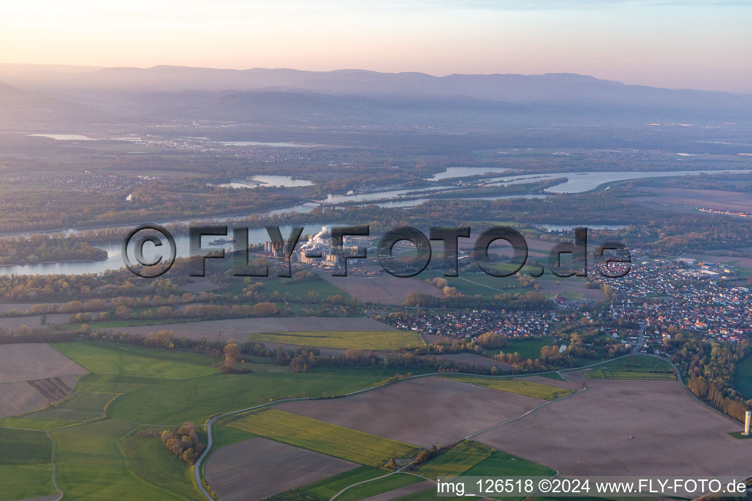 Beinheim in the state Bas-Rhin, France viewn from the air