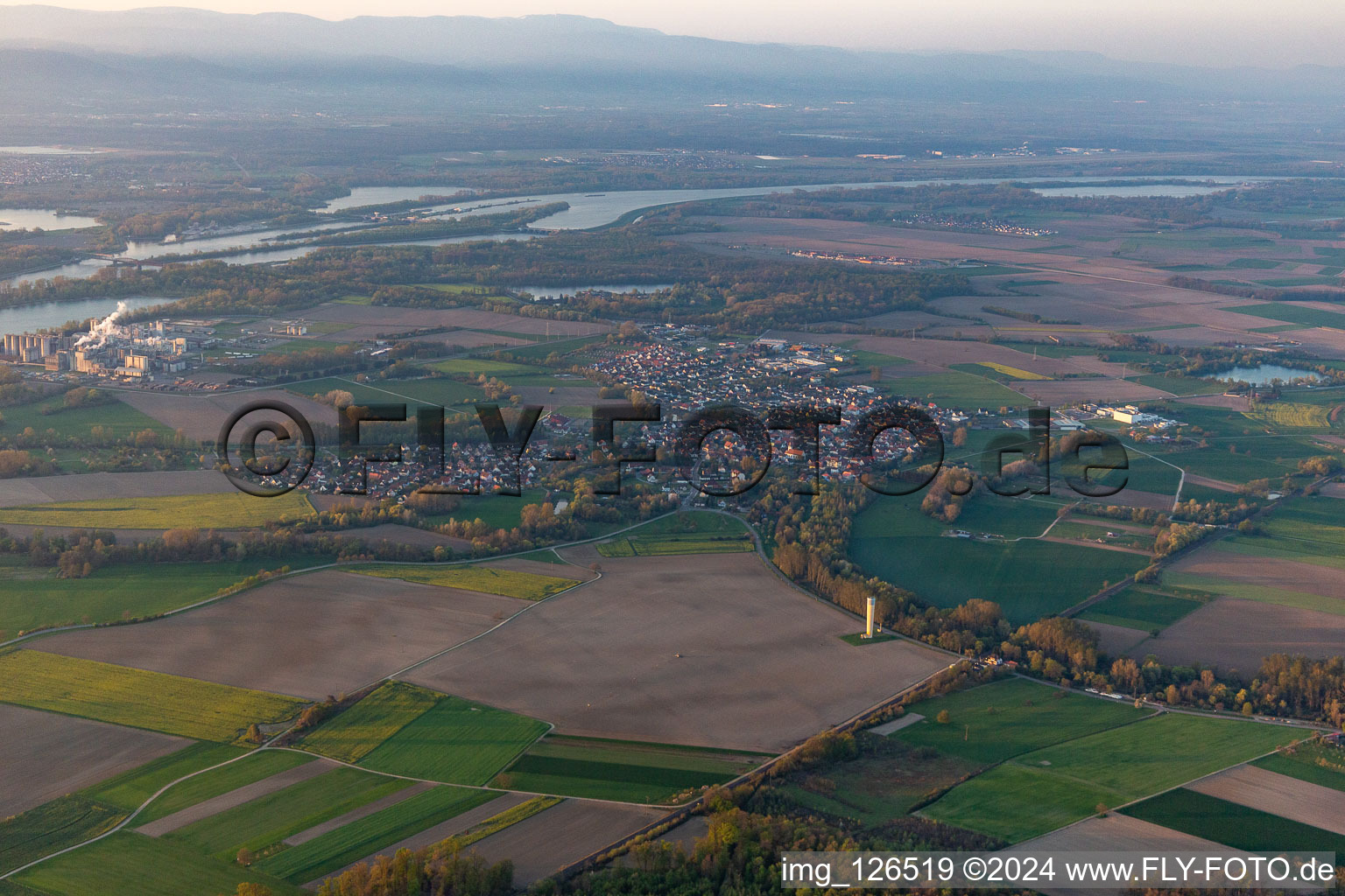 Drone recording of Beinheim in the state Bas-Rhin, France