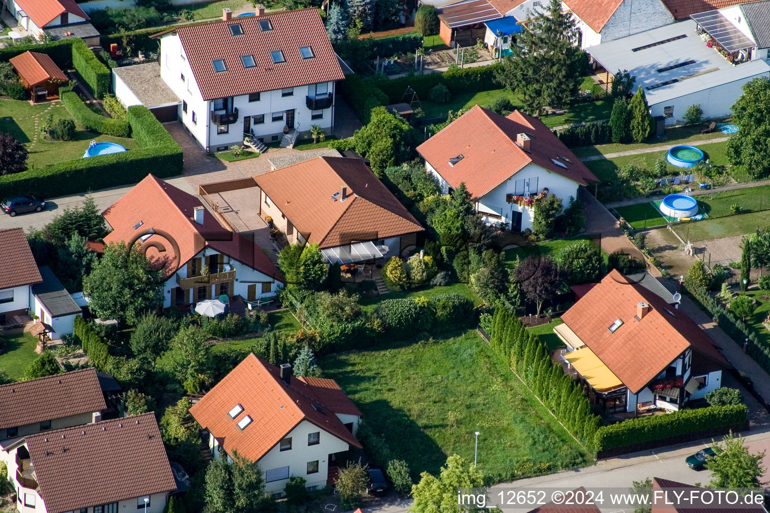 Haßloch in the state Rhineland-Palatinate, Germany from above