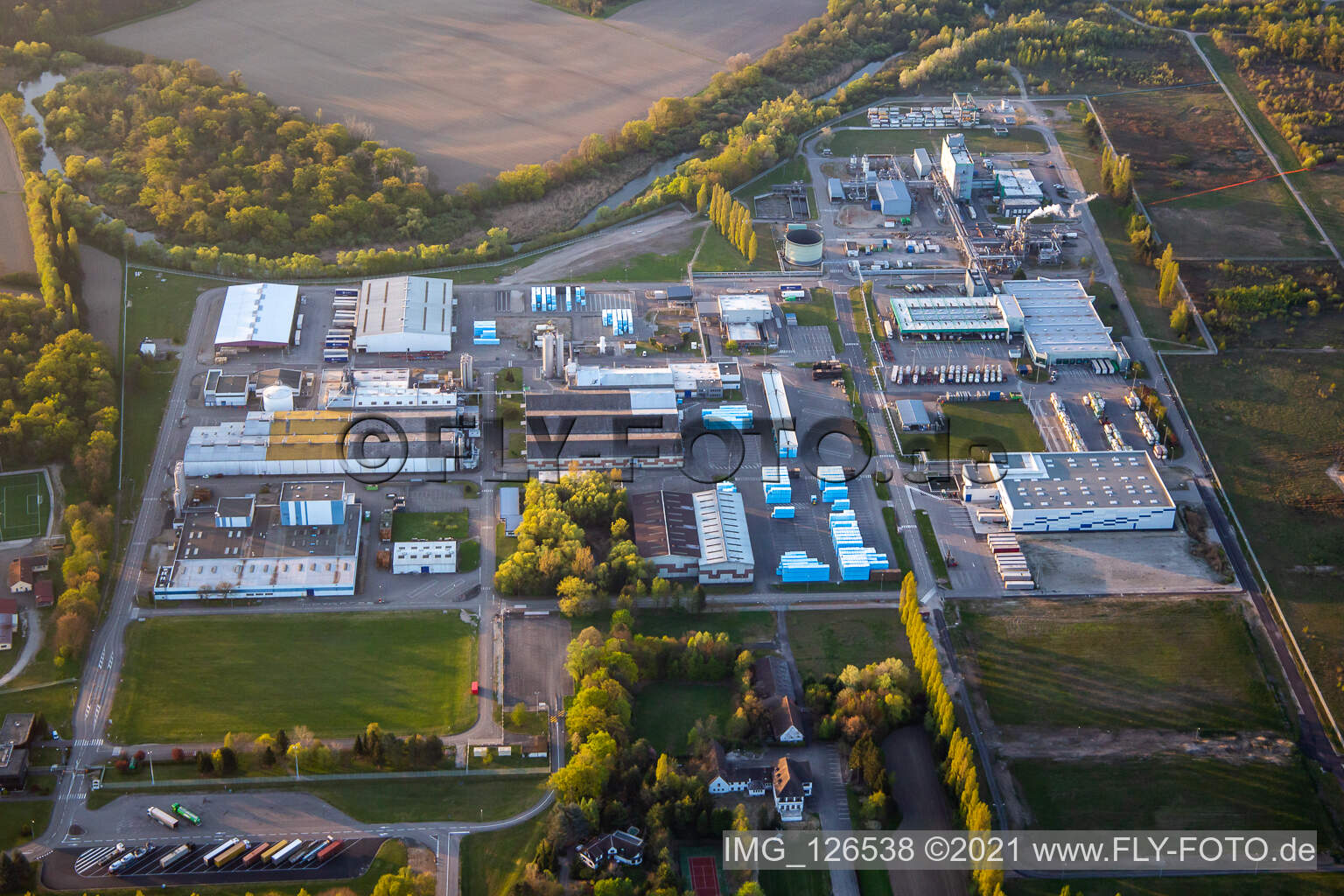 Technical facilities in the industrial area of Dow Agrosciences in Drusenheim in Grand Est, France