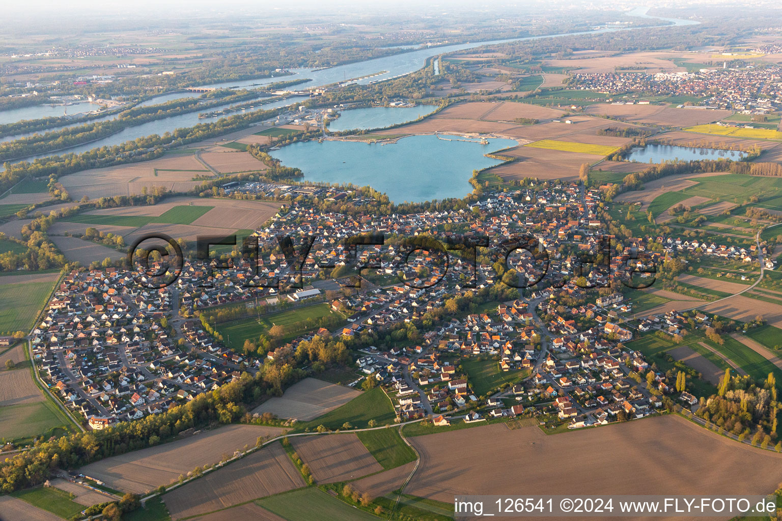 Oblique view of Offendorf in the state Bas-Rhin, France