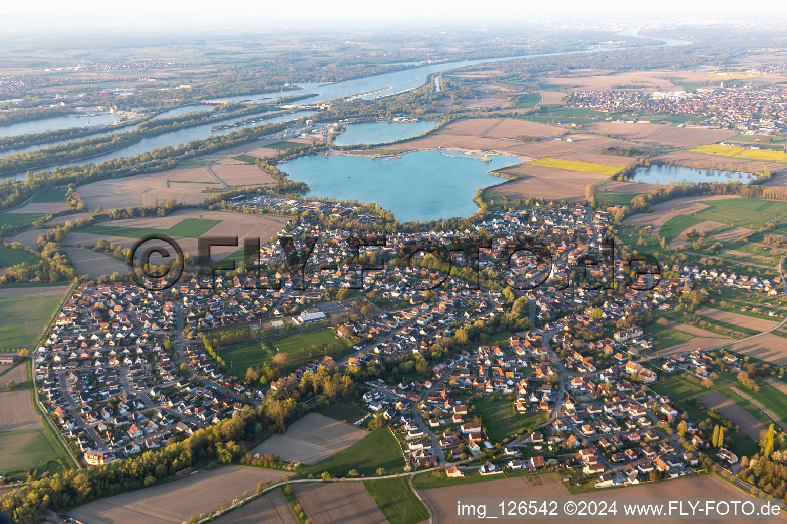 Offendorf in the state Bas-Rhin, France from above