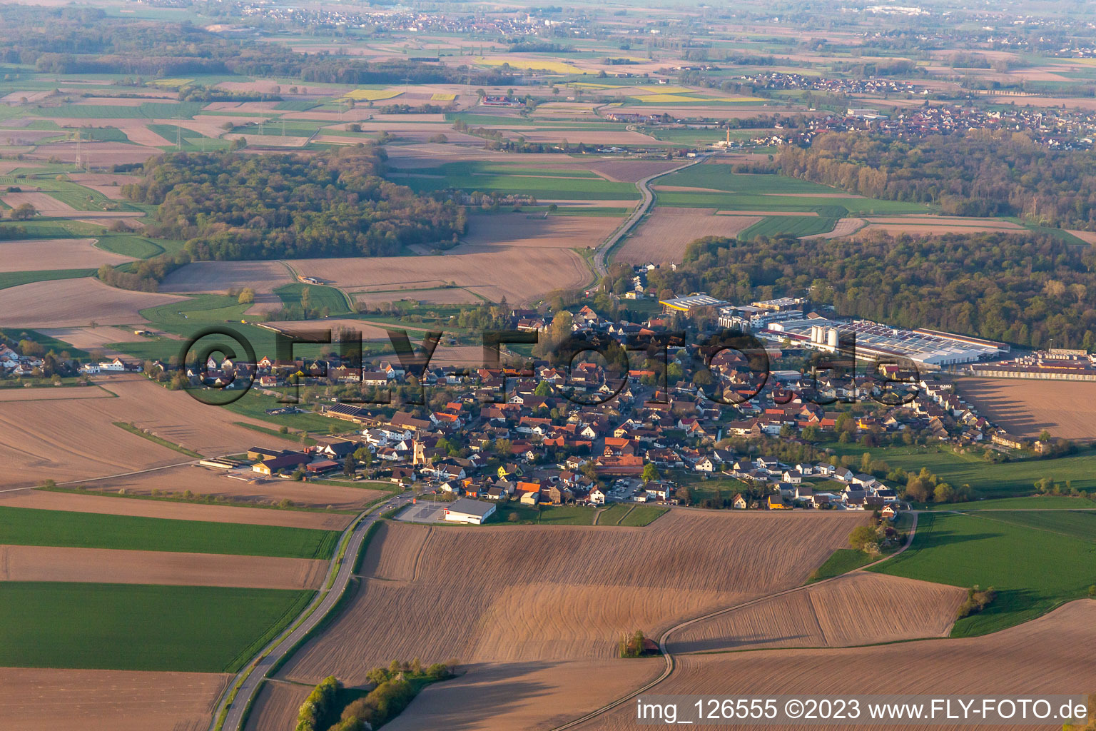 Aerial photograpy of District Linx in Rheinau in the state Baden-Wuerttemberg, Germany