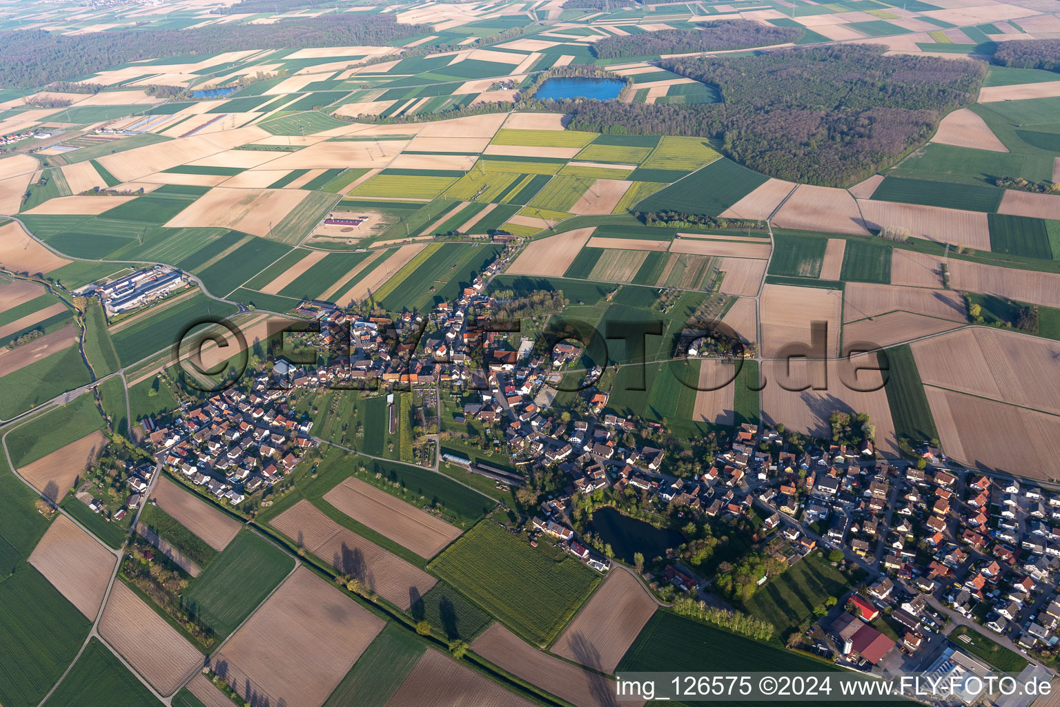 Aerial view of Schutterzell in the state Baden-Wuerttemberg, Germany