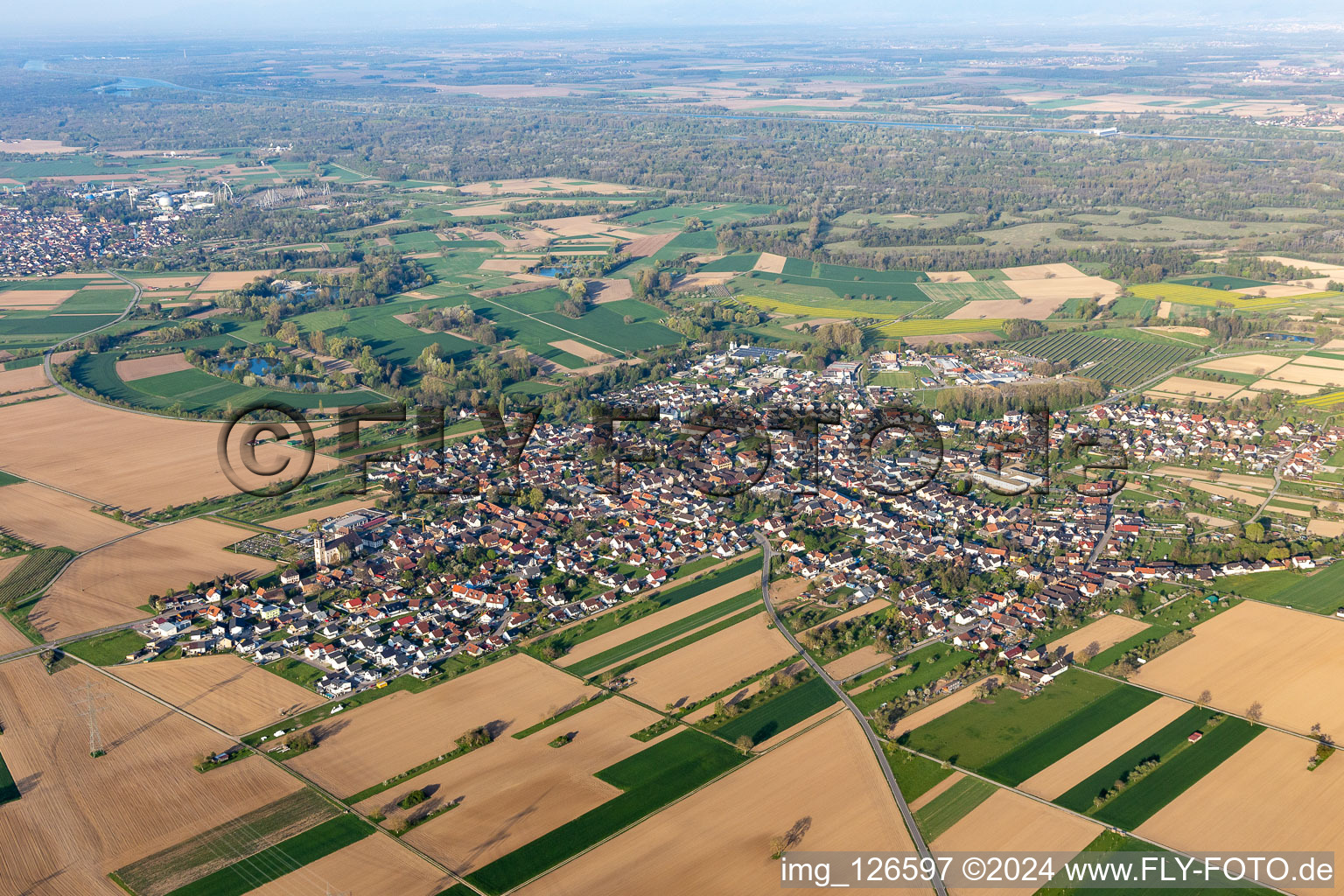 Town View of the streets and houses of the residential areas in Kappel in the state Baden-Wuerttemberg, Germany