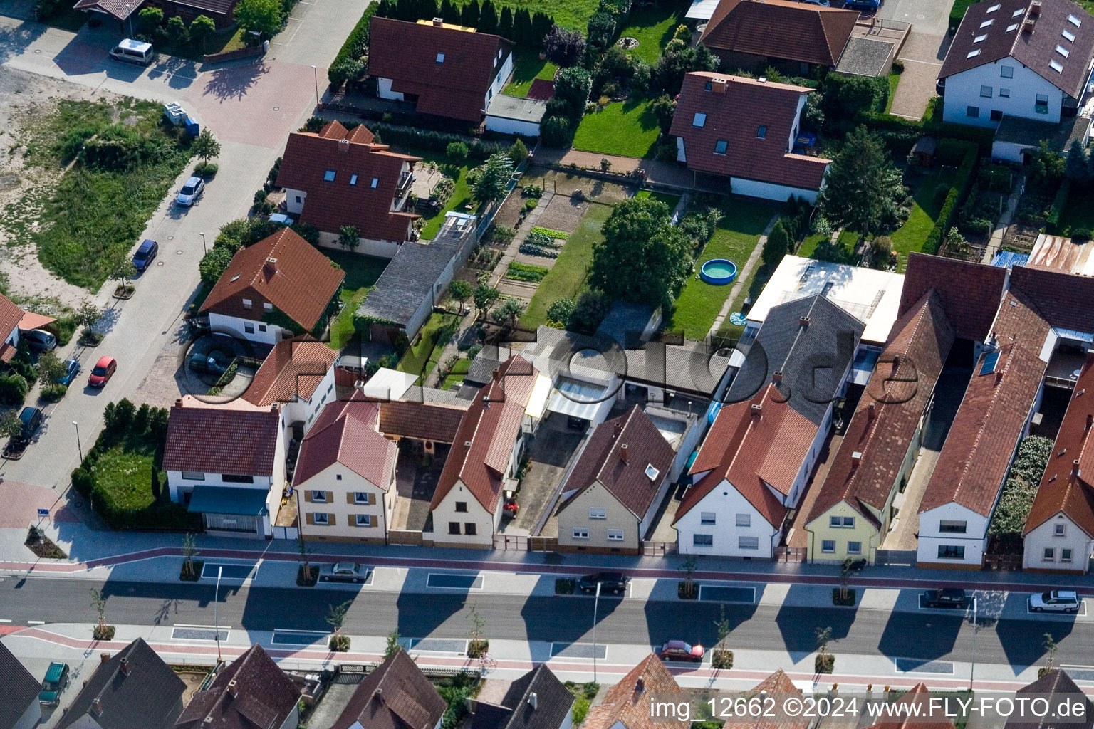 Bird's eye view of Haßloch in the state Rhineland-Palatinate, Germany