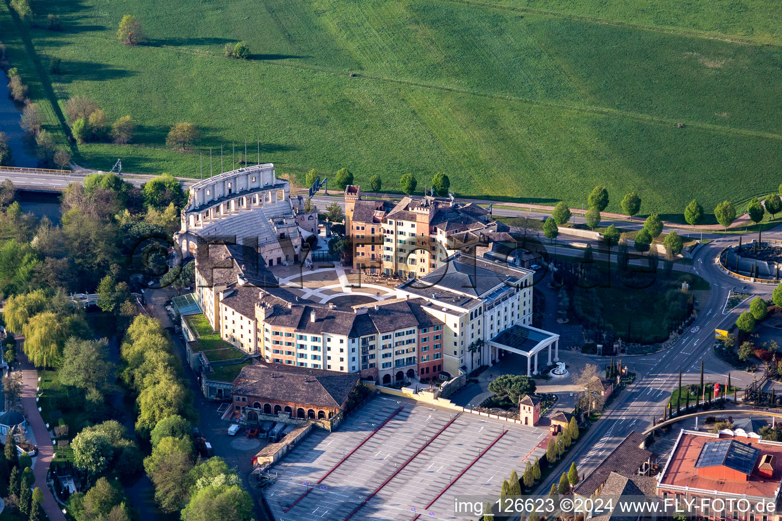 4 Start Adventure hotel "Colosseo" at the locked down Leisure-Park Europa Park in Rust in the state Baden-Wuerttemberg, Germany