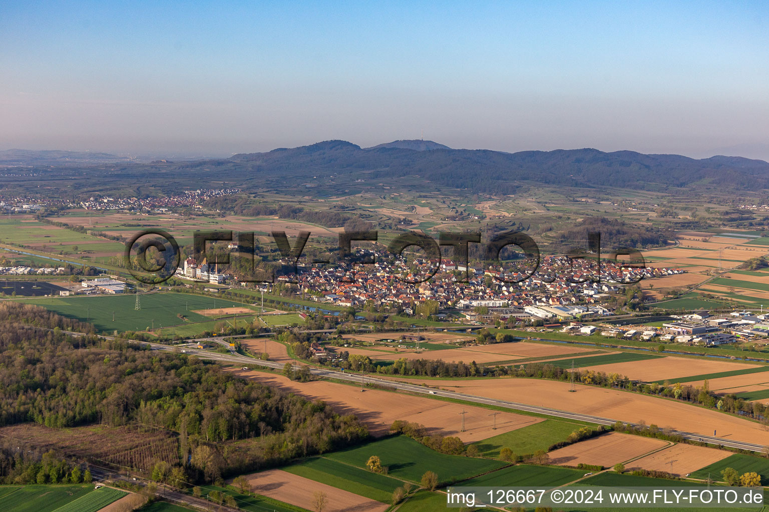 Town View of the streets and houses of the residential areas in Riegel am Kaiserstuhl in the state Baden-Wurttemberg, Germany