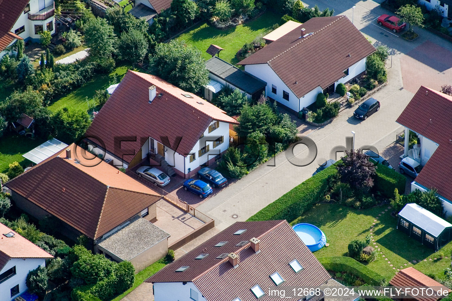 Aerial view of Haßloch in the state Rhineland-Palatinate, Germany