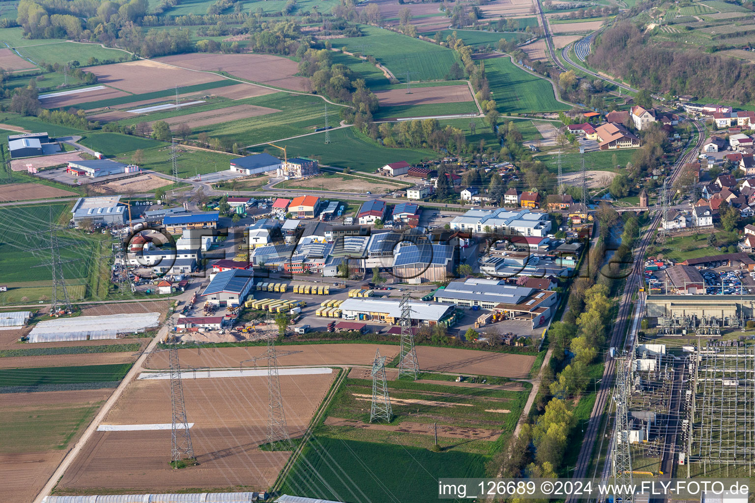 Aerial photograpy of Eichstetten am Kaiserstuhl in the state Baden-Wuerttemberg, Germany