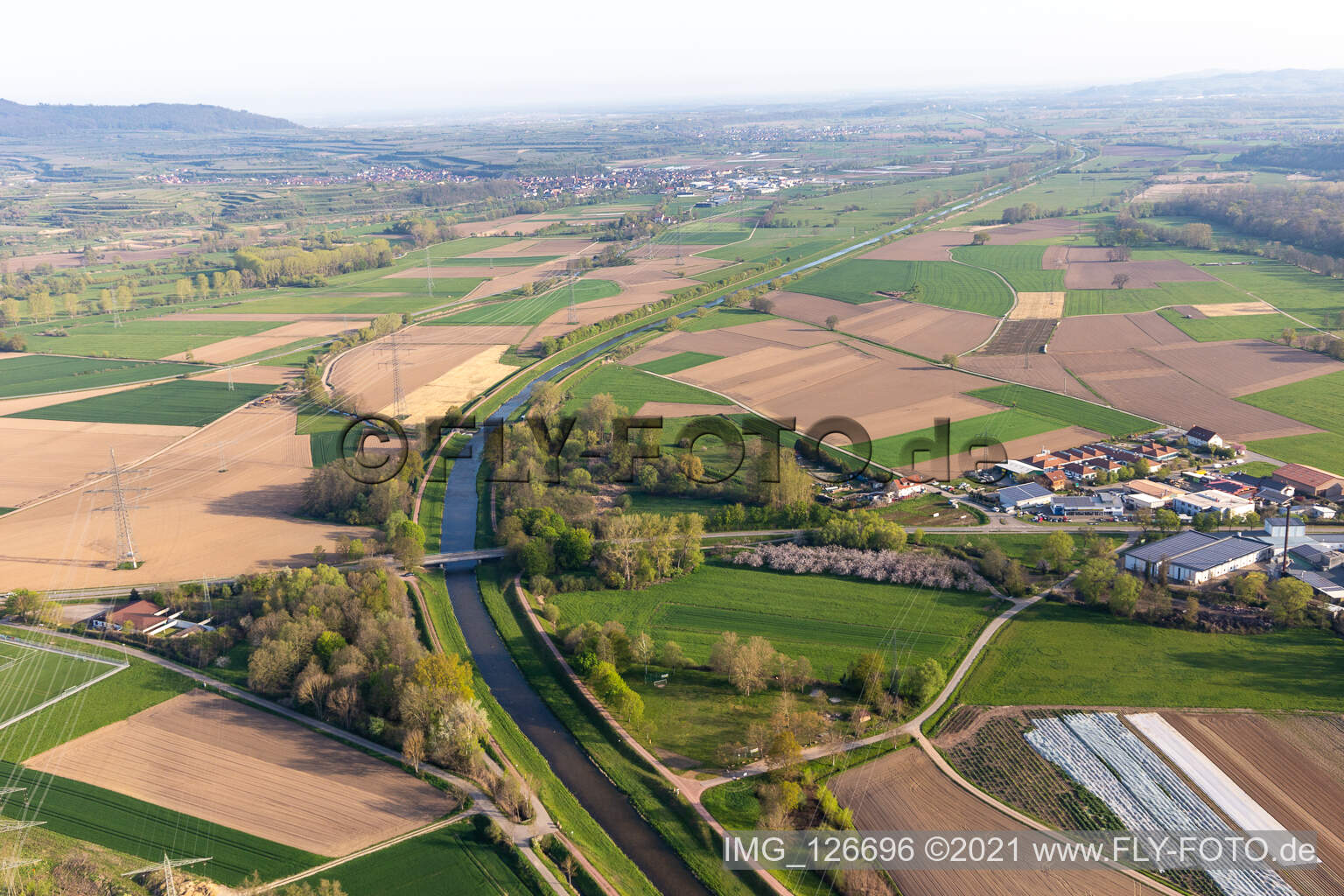 Aerial view of Dreisam in March in the state Baden-Wuerttemberg, Germany