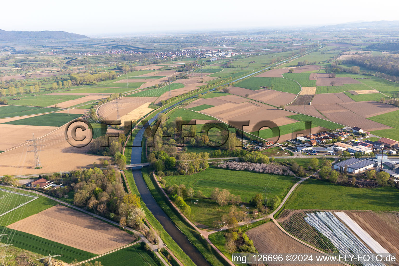 Aerial view of Dreisam in March in the state Baden-Wuerttemberg, Germany