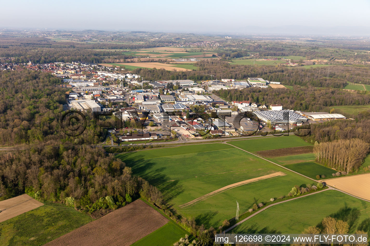 Industrial and commercial area in Umkirch in the state Baden-Wurttemberg, Germany