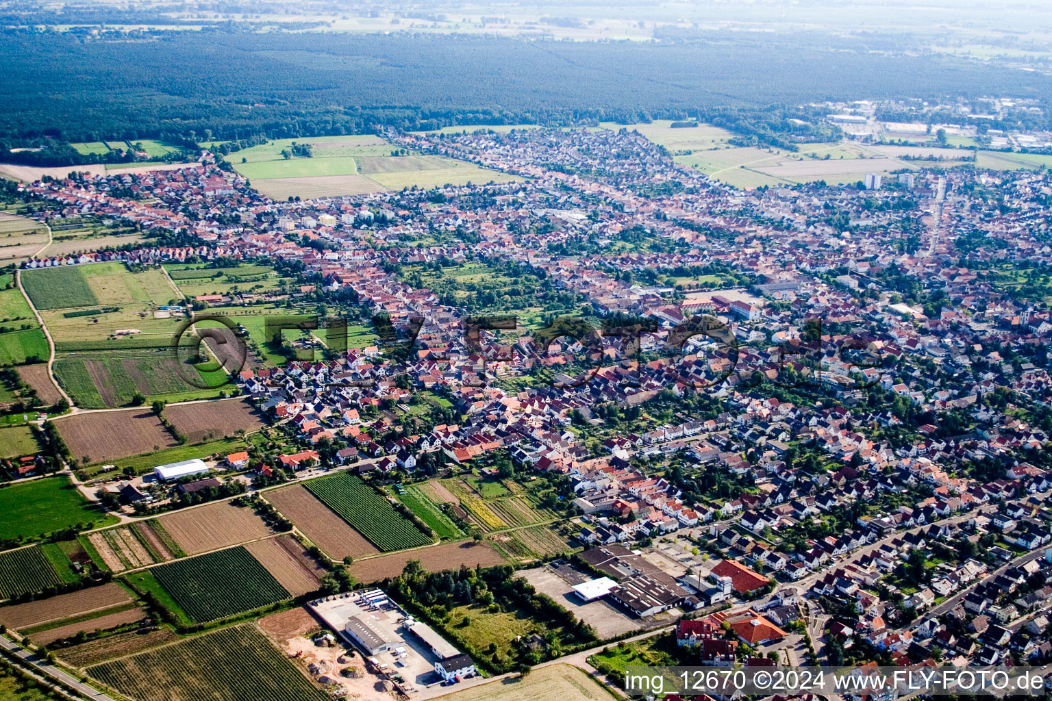 Aerial photograpy of Haßloch in the state Rhineland-Palatinate, Germany