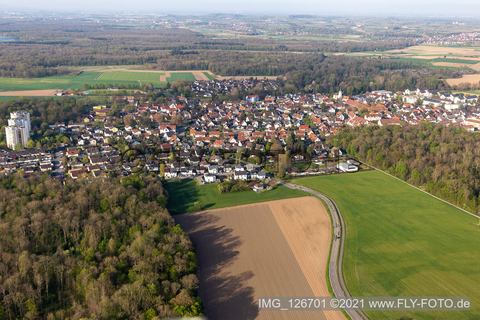 Aerial view of Umkirch in the state Baden-Wuerttemberg, Germany