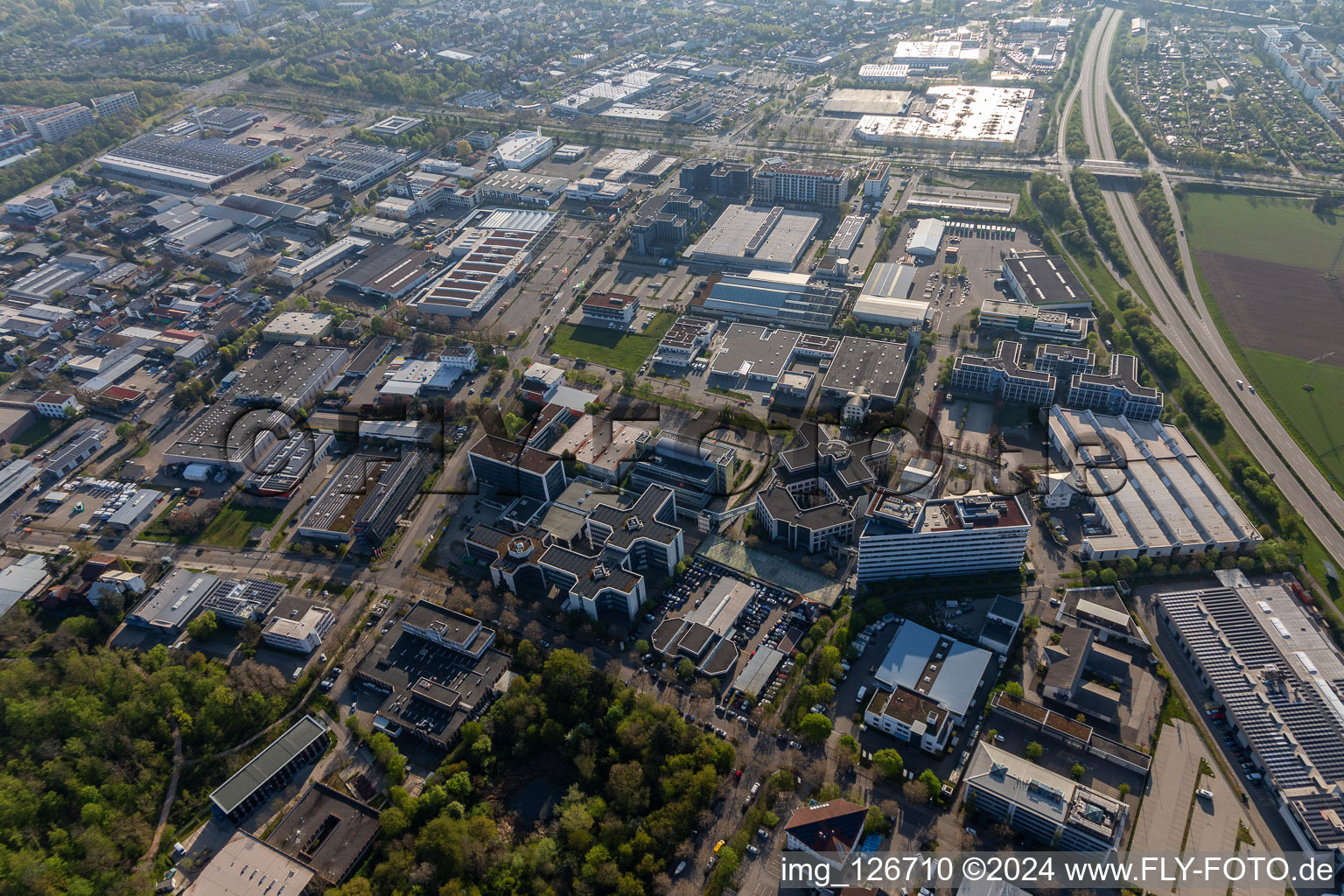 Industrial estate and company settlement Haid in Freiburg im Breisgau in the state Baden-Wurttemberg, Germany