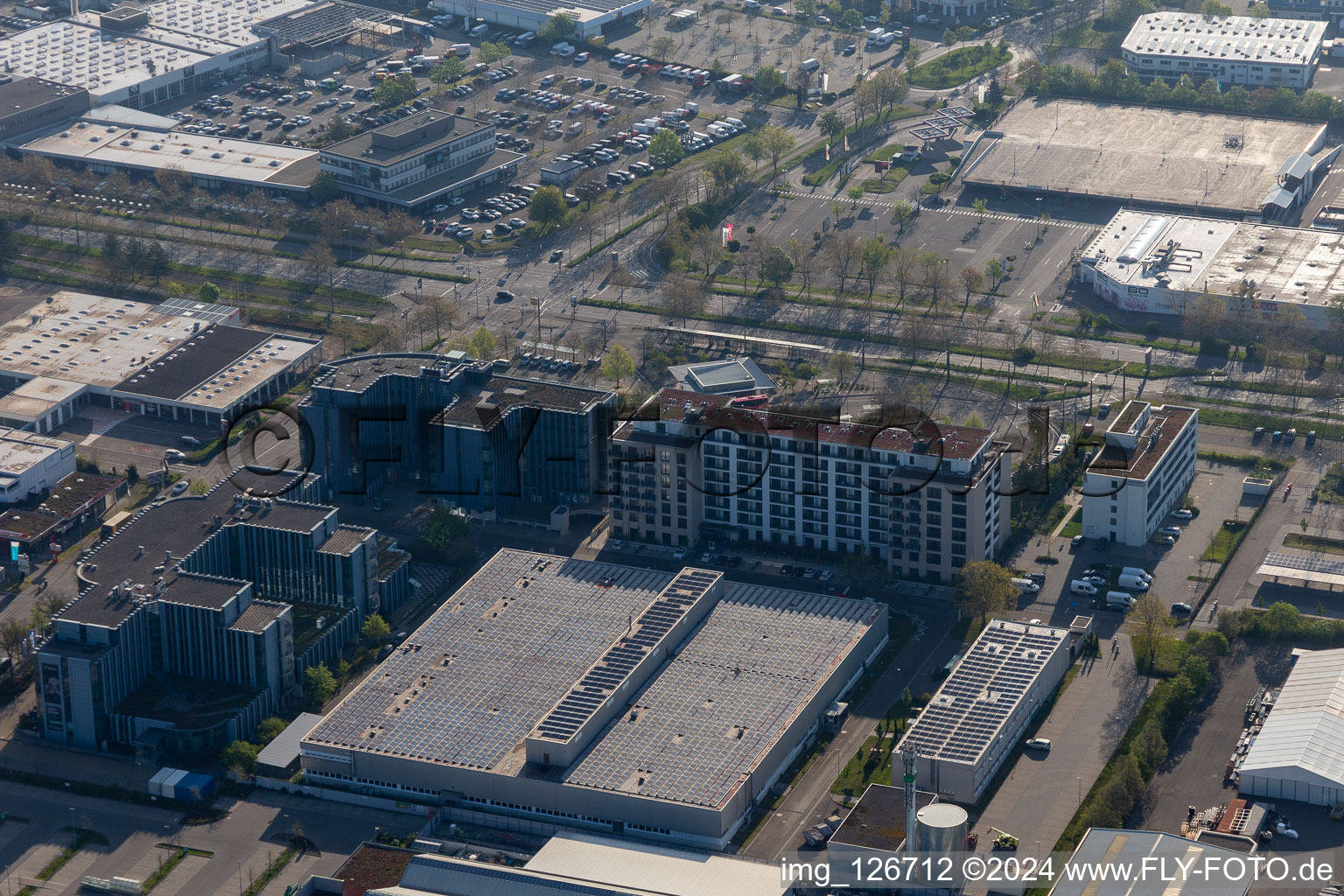 Industrial estate and company settlement Haid with CAMPO NOVO Business Freiburg in Freiburg im Breisgau in the state Baden-Wurttemberg, Germany