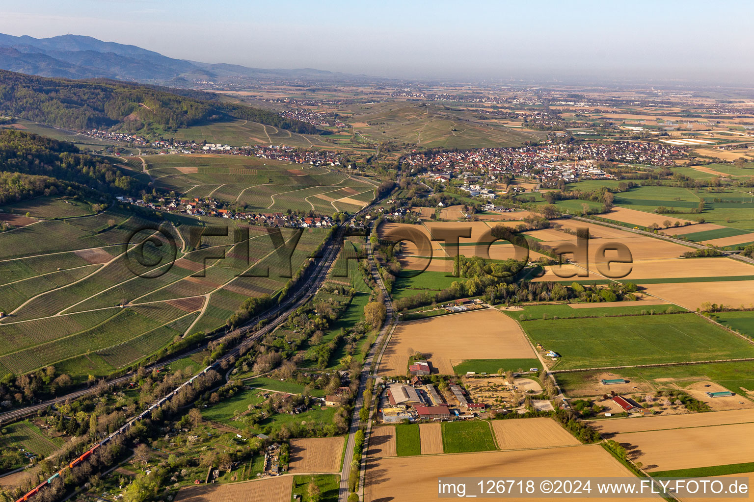 Aerial view of Basel Landst in Schallstadt in the state Baden-Wuerttemberg, Germany