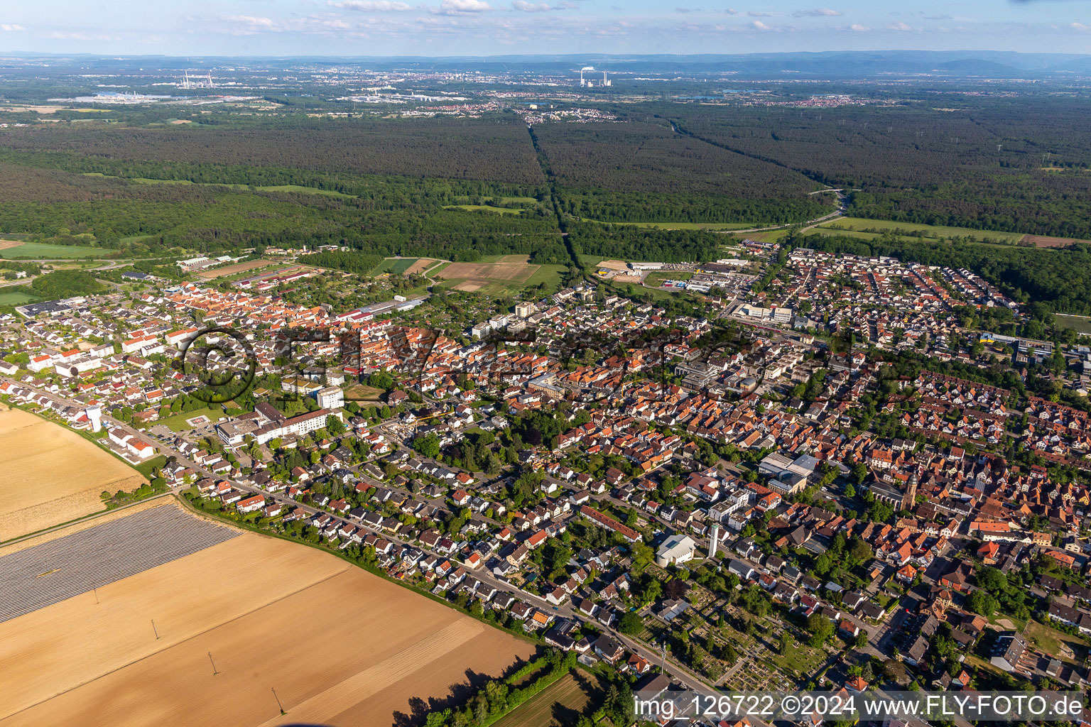 Aerial view of Kandel in the state Rhineland-Palatinate, Germany