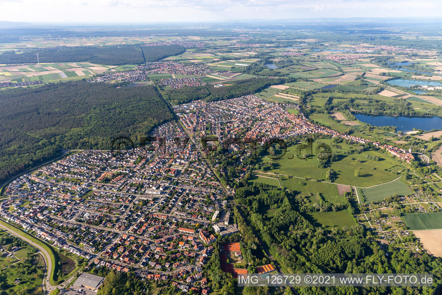 Oblique view of Jockgrim in the state Rhineland-Palatinate, Germany