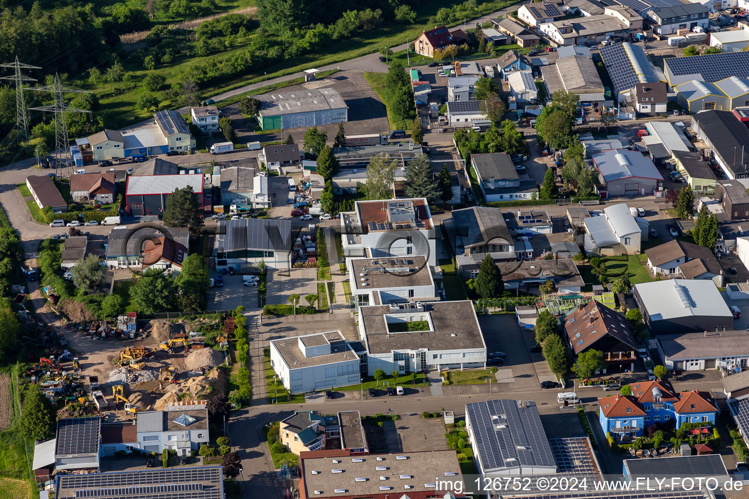 Aerial photograpy of Church Data Center Foundation in the district Eggenstein in Eggenstein-Leopoldshafen in the state Baden-Wuerttemberg, Germany