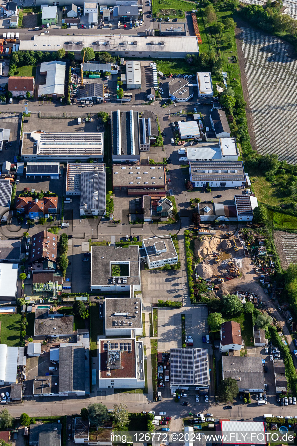 Church Data Center Foundation in the district Eggenstein in Eggenstein-Leopoldshafen in the state Baden-Wuerttemberg, Germany from above