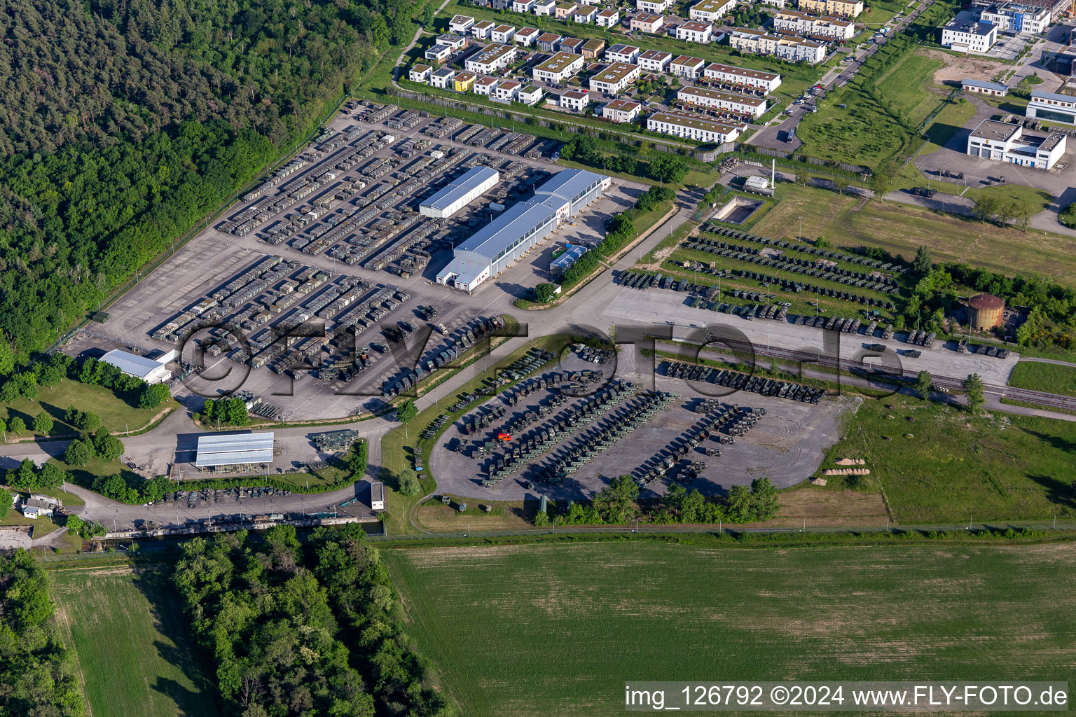 Bundeswehr material warehouse Karlsruhe 2 in the district Neureut in Karlsruhe in the state Baden-Wuerttemberg, Germany