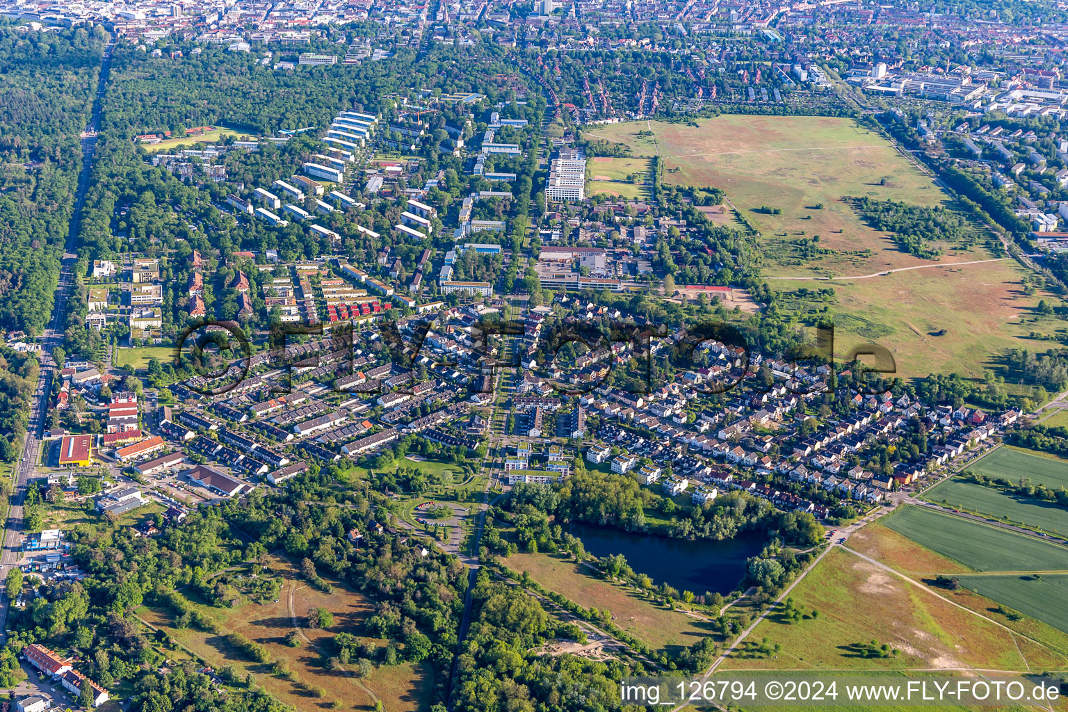 Cityscape of the district Heide in Neureut in the state Baden-Wuerttemberg, Germany