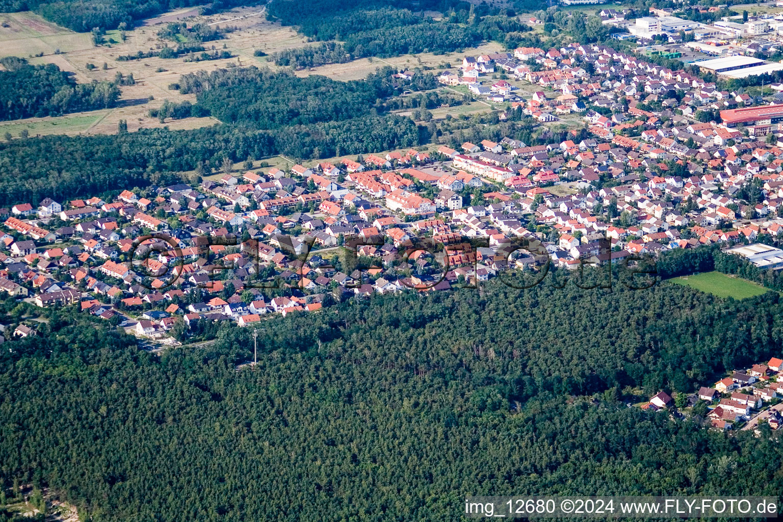 Aerial view of Ellerstadt in the state Rhineland-Palatinate, Germany