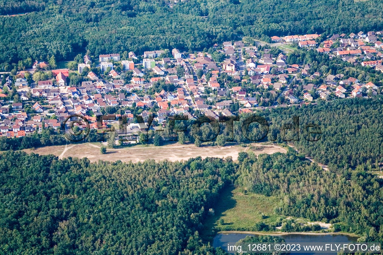 Aerial photograpy of Ellerstadt in the state Rhineland-Palatinate, Germany