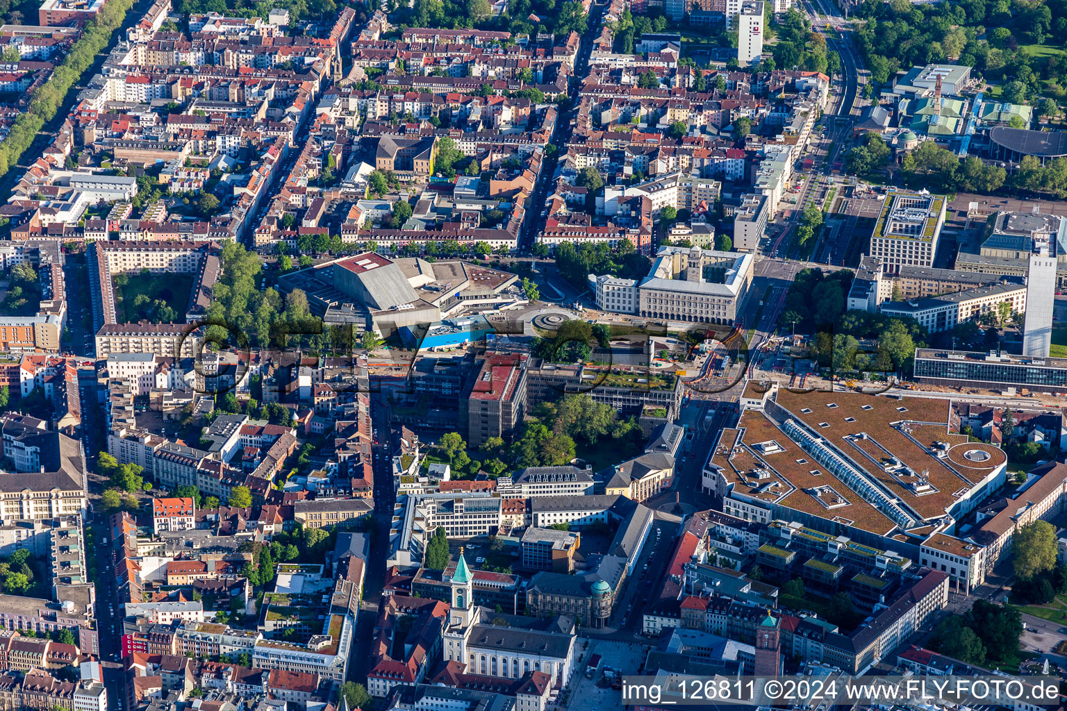 Building of the concert hall and theater playhouse in Karlsruhe in the state Baden-Wuerttemberg, Germany