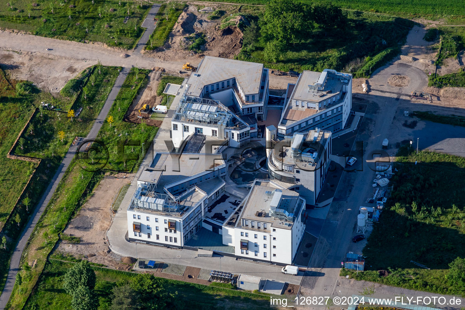 Aerial view of Technology Park, LTC Linder Technology Campus in the district Rintheim in Karlsruhe in the state Baden-Wuerttemberg, Germany