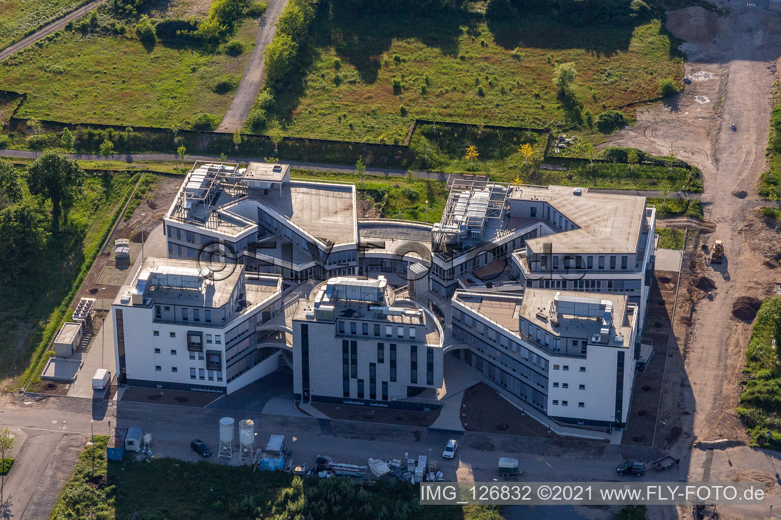 Aerial photograpy of Technology Park, LTC Linder Technology Campus in the district Rintheim in Karlsruhe in the state Baden-Wuerttemberg, Germany