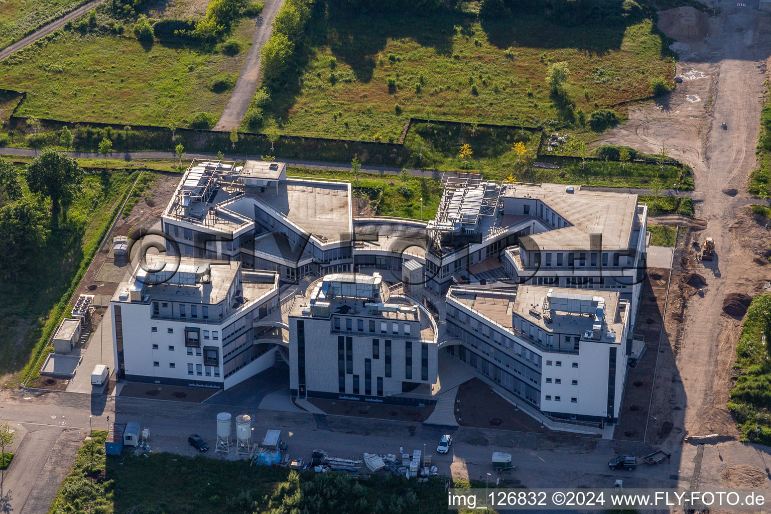 Aerial photograpy of Technology Park, LTC Linder Technology Campus in the district Rintheim in Karlsruhe in the state Baden-Wuerttemberg, Germany