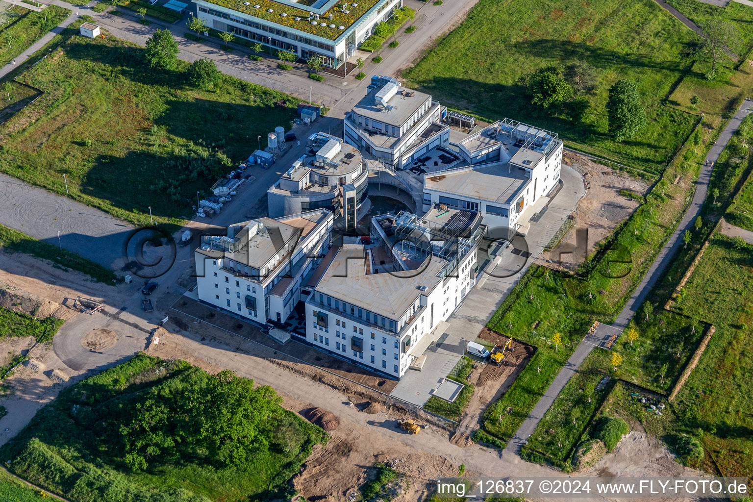 Oblique view of Technology Park, LTC Linder Technology Campus in the district Rintheim in Karlsruhe in the state Baden-Wuerttemberg, Germany