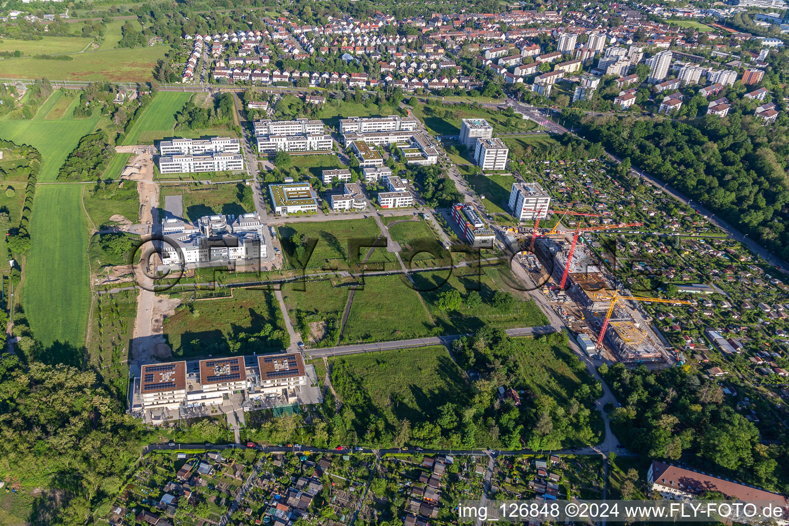 Technology Park in the district Rintheim in Karlsruhe in the state Baden-Wuerttemberg, Germany out of the air