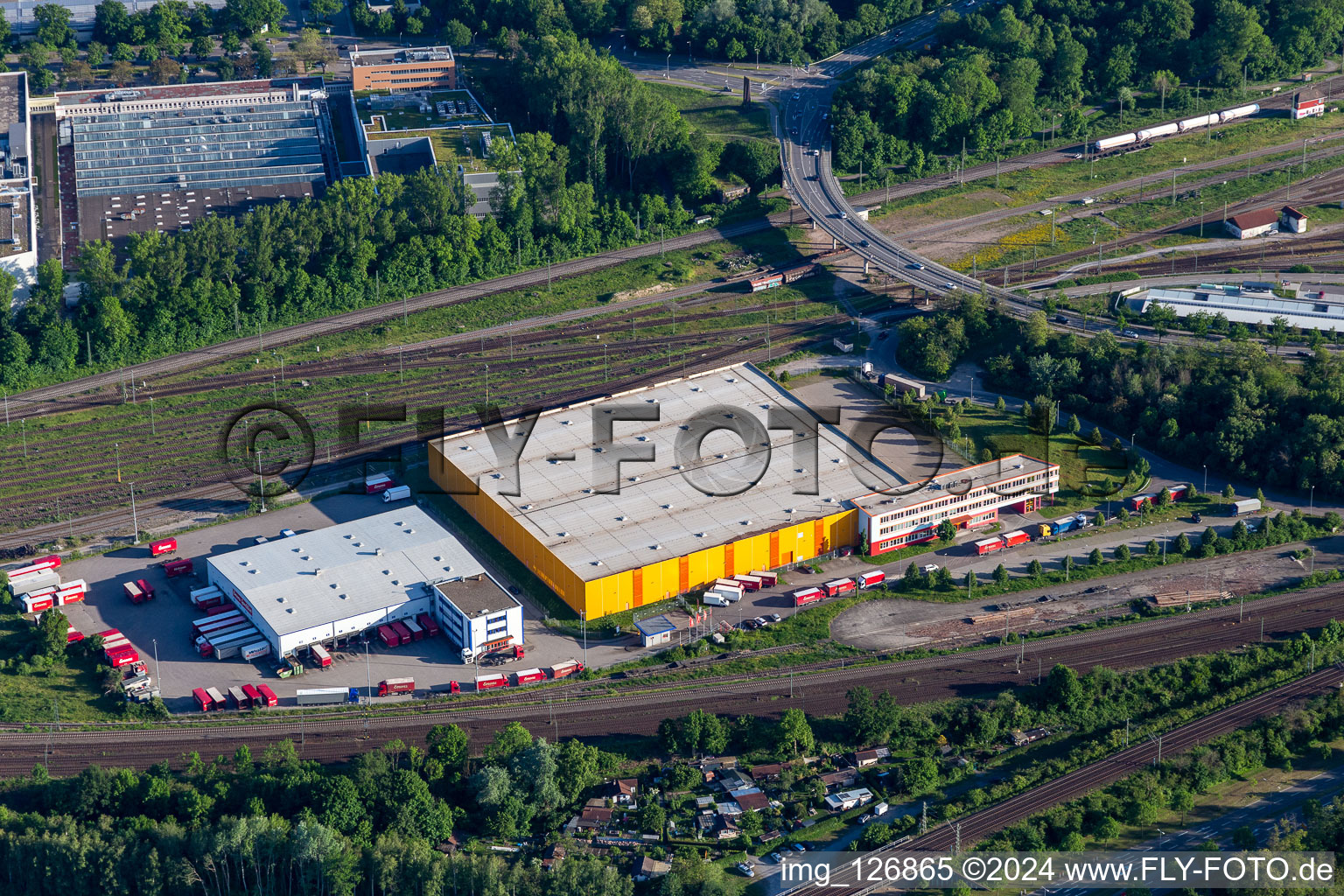 Dm warehouse, Emons Spedition in the district Oststadt in Karlsruhe in the state Baden-Wuerttemberg, Germany