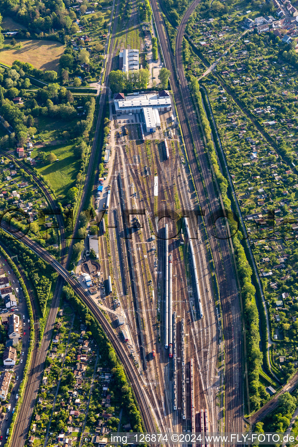 Marshalling yard in the district Beiertheim-Bulach in Karlsruhe in the state Baden-Wuerttemberg, Germany