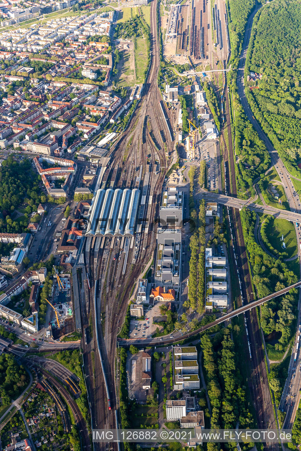 Main station Karlsruhe in the district Südweststadt in Karlsruhe in the state Baden-Wuerttemberg, Germany